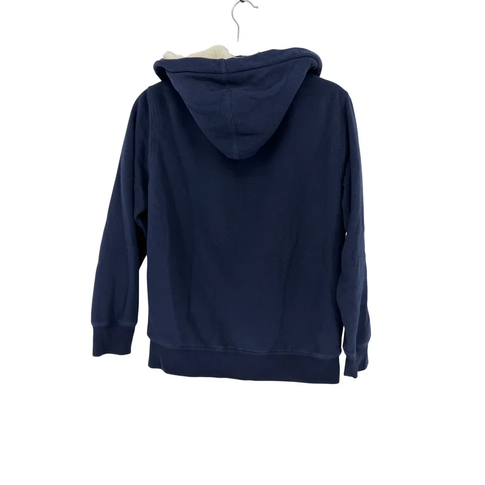 Gap Kids Navy Blue Sherpa Lined Full Zip Logo Hoodie Sweatshirt XXL 14-16